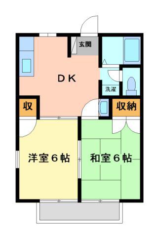 コーポ江戸 B(2DK/2階)の間取り写真