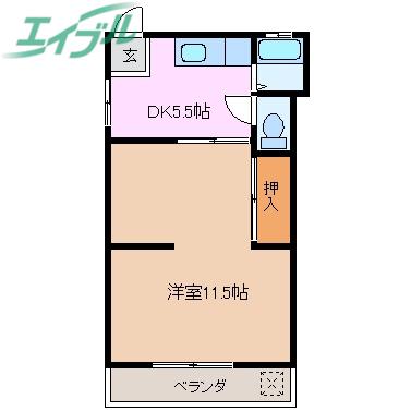 サワヤ荘(1DK/2階)の間取り写真