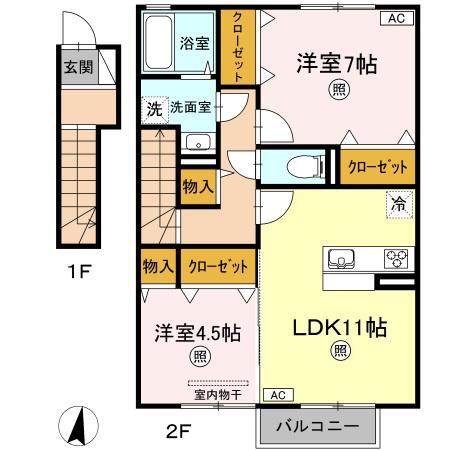 セジュール澄IA棟(2LDK/2階)の間取り写真