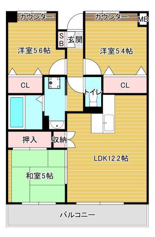 TO U 狭山(3LDK/1階)の間取り写真