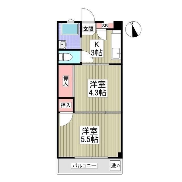 豊島マンション(2K/2階)の間取り写真