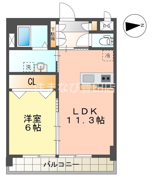 愛知環状鉄道 新豊田駅 徒歩9分 5階建 築14年(1LDK/5階)の間取り写真