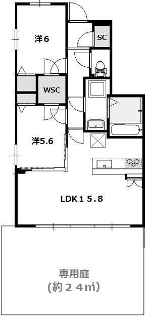 エモシオン箱崎(2LDK/1階)の間取り写真