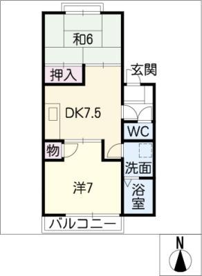 パークハウスITO(2DK/2階)の間取り写真