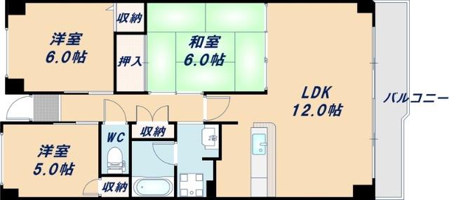 ドレム伊丹(3LDK/2階)の間取り写真