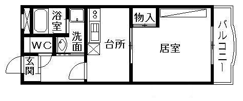 ラムセスA小白川(1DK/3階)の間取り写真