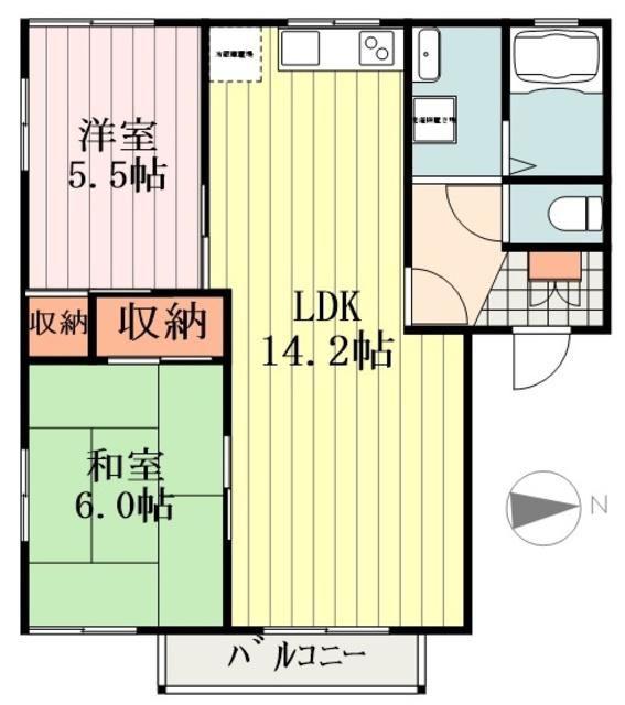 ファミリーTS(2LDK/2階)の間取り写真