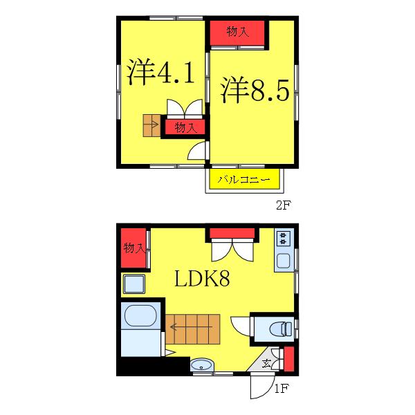 TOKYO DOWNTOWN 芍薬荘(2LDK/1階)の間取り写真