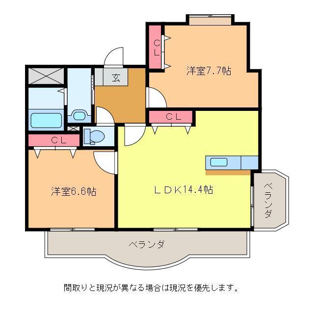 EXCEL VILLA(2LDK/2階)の間取り写真