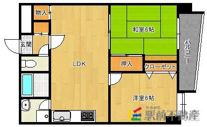 ウエストビレッジ春日(2LDK/3階)の間取り写真