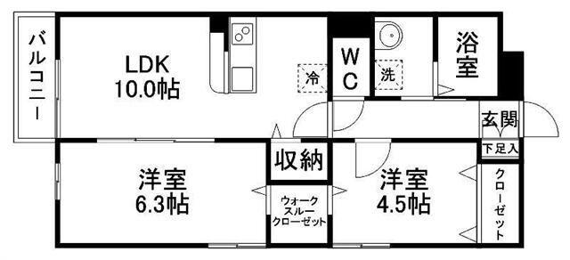 S-BASE NANKODAI(2LDK/1階)の間取り写真