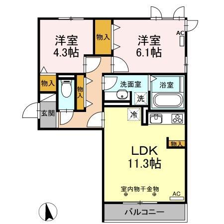 OTTS GEJO(2LDK/2階)の間取り写真