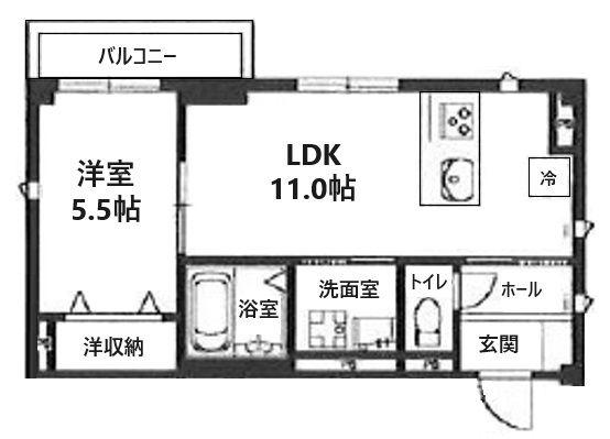 ラシーネ中里(1LDK/1階)の間取り写真