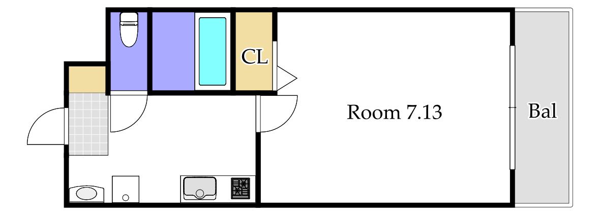 WAVE RESIDENCE 北長瀬(1K/3階)の間取り写真