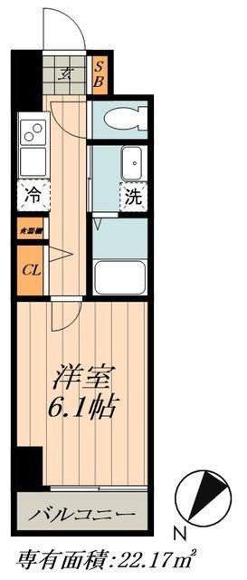 ZOOM銀座2丁目SECOND(1K/9階)の間取り写真