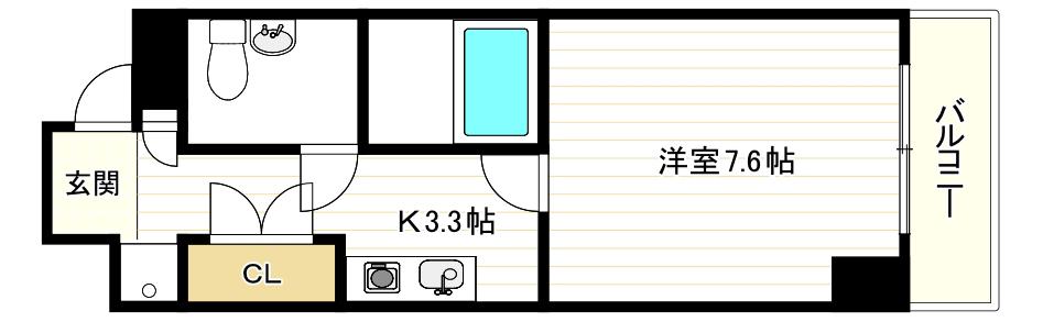 プロスペース弁天(1K/8階)の間取り写真