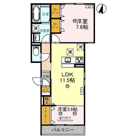 CLASHIST常磐町(2LDK/3階)の間取り写真
