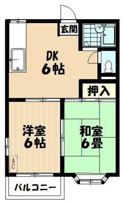 メゾン藤沢(2DK/1階)の間取り写真