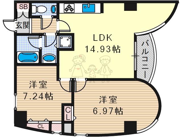 フォーラムあびこ(2LDK/11階)の間取り写真
