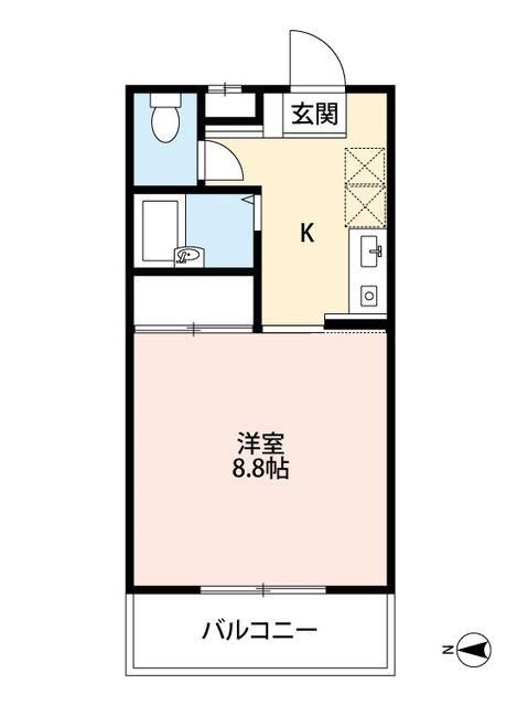 サンプローチ(1K/2階)の間取り写真