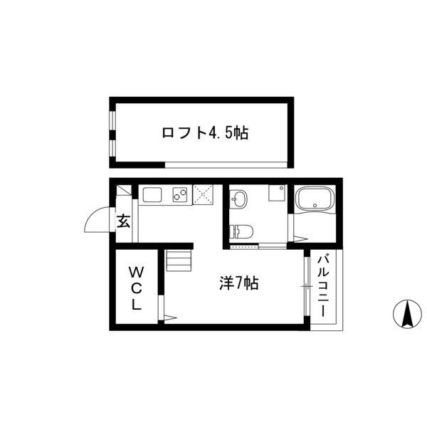 ブランノワール本陣 S(1K/2階)の間取り写真