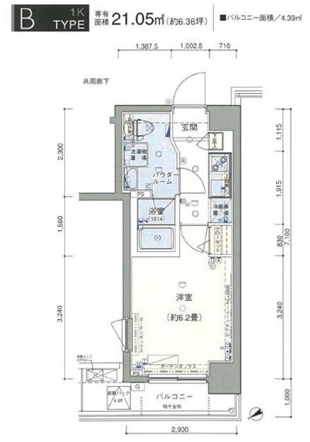 ヴェルト墨田ノース(1K/3階)の間取り写真