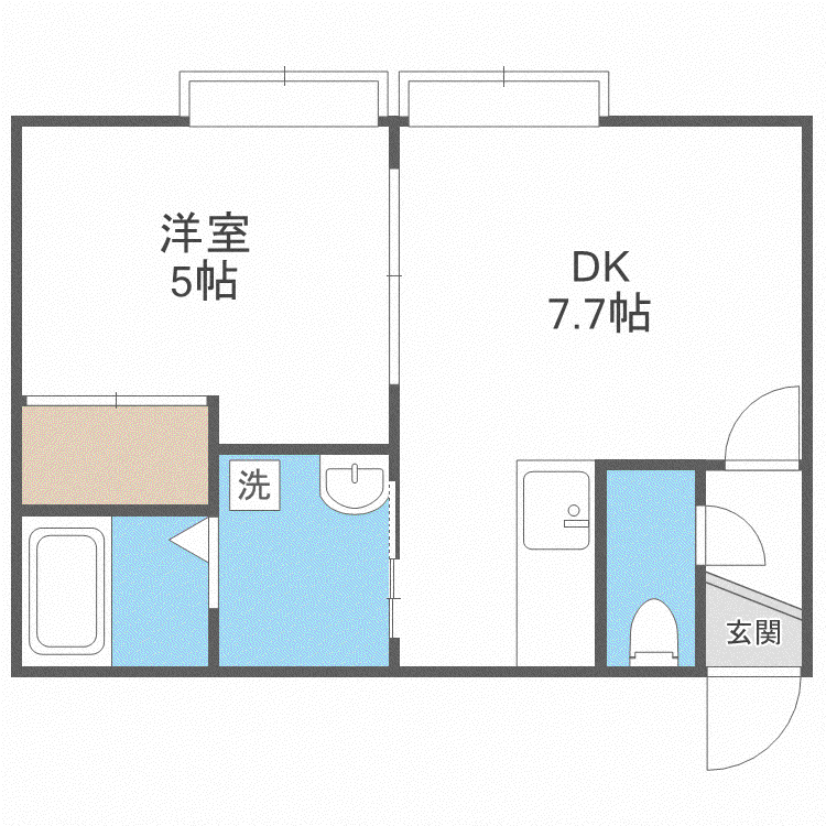 シングルコート水車町(1DK/2階)の間取り写真