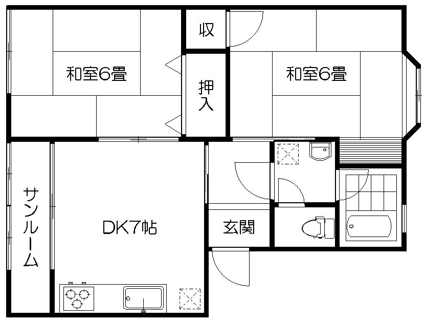 スプリングパレス(2DK/1階)の間取り写真