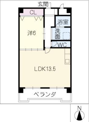加庄マンション(1LDK/2階)の間取り写真