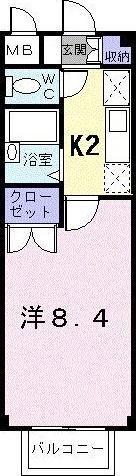 エスポワールA(1K/2階)の間取り写真