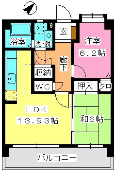 プロシード曰佐(2LDK/5階)の間取り写真