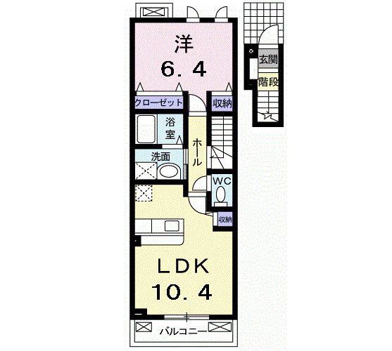 アヴェニールA(1LDK/2階)の間取り写真