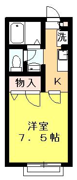 中山ロジュマン(1K/2階)の間取り写真