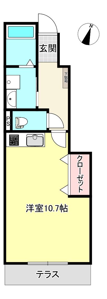 ロベリア(ワンルーム/1階)の間取り写真