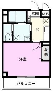 スフィア(1K/6階)の間取り写真