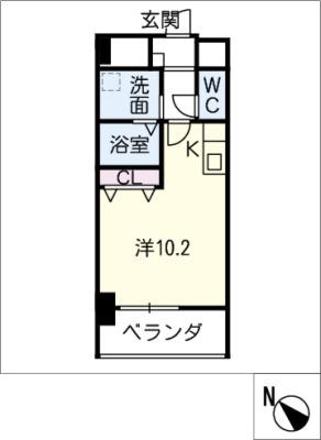 アレーヌコート野並(ワンルーム/5階)の間取り写真