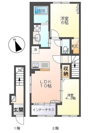 ロベリア(2LDK/2階)の間取り写真