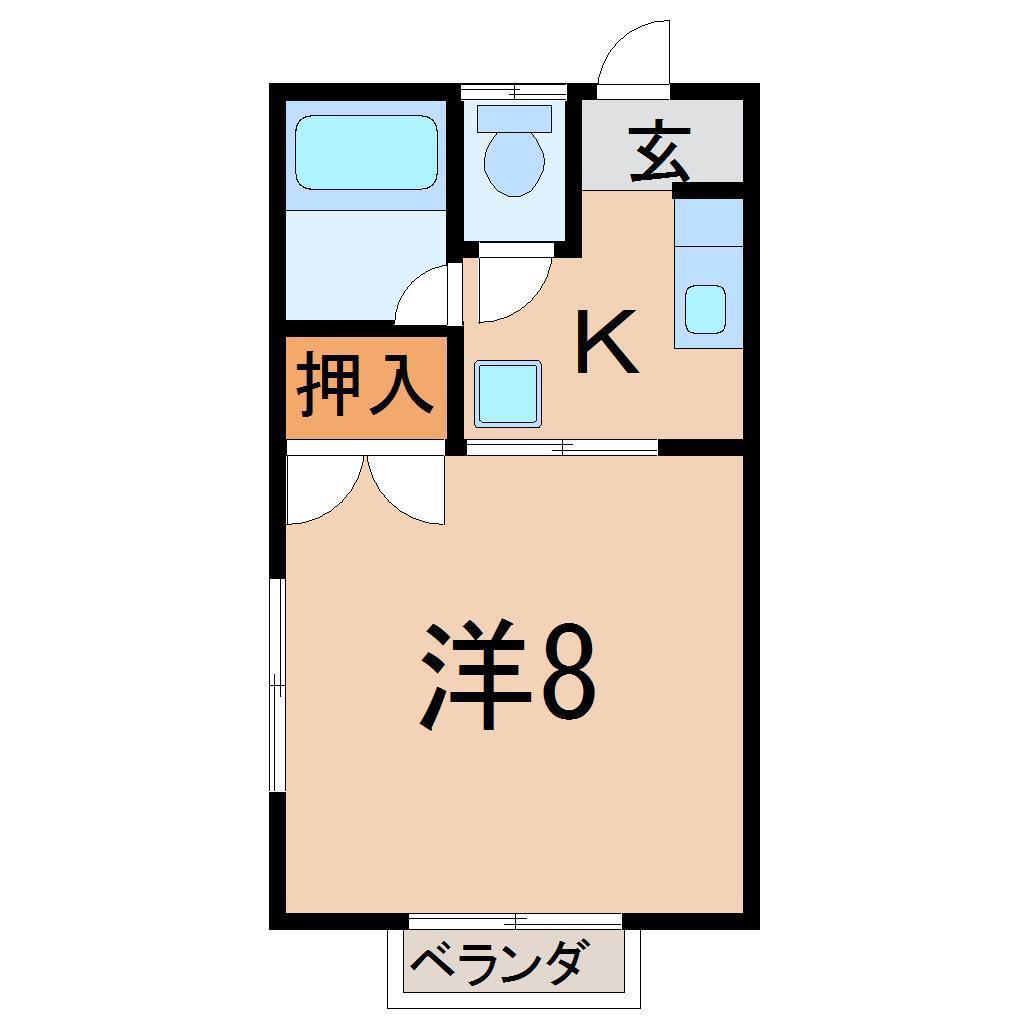 アートヒルズ森合(1K/2階)の間取り写真