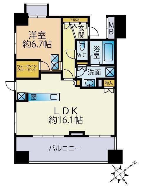 ルネス大井町ゼームス坂(1LDK/8階)の間取り写真