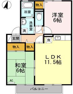 セジュールシマダC棟(2LDK/1階)の間取り写真