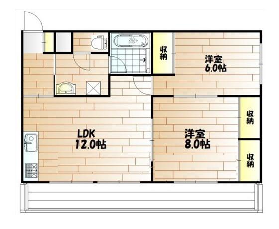 佳月堂マンション(2LDK/3階)の間取り写真
