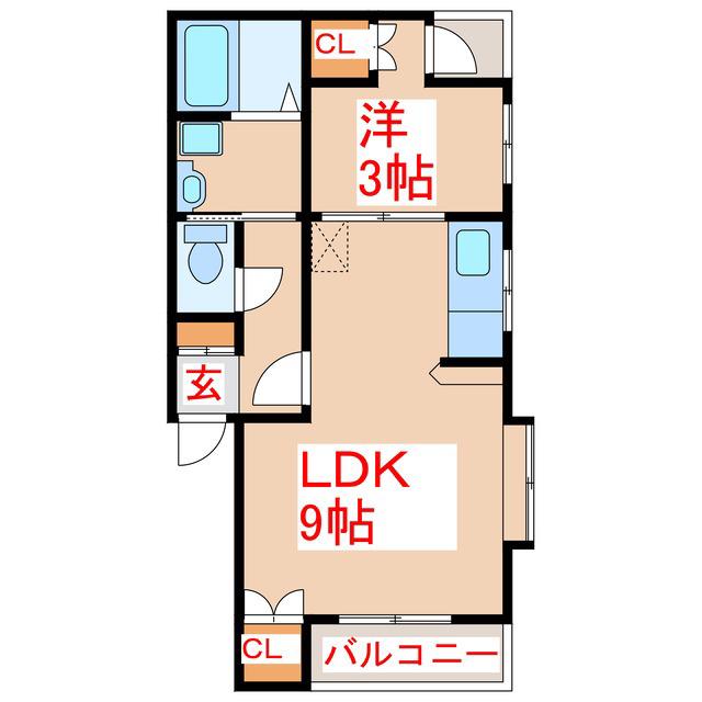 ベルメゾン森澤(1LDK/1階)の間取り写真