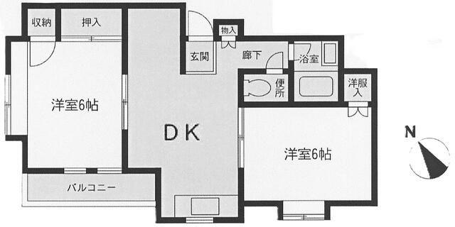 カーサ坂下(2DK/2階)の間取り写真