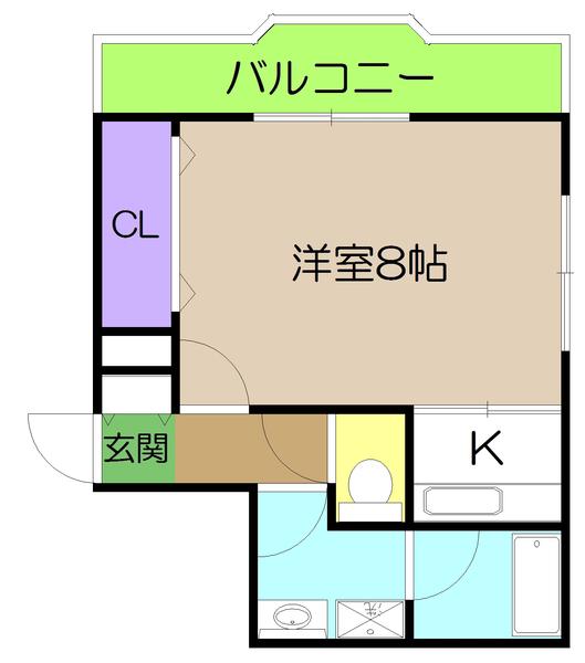 ＪＲ土讃線 高知駅 徒歩10分 4階建 築23年(1K/2階)の間取り写真