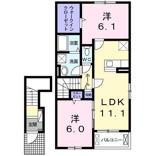 レジデンスフォー(2LDK/2階)の間取り写真