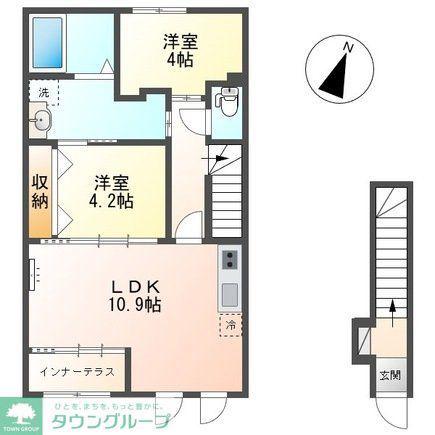 ハイム上の台 SIDEE(2LDK/2階)の間取り写真