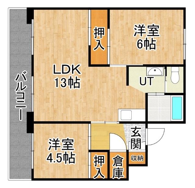 ビレッジハウス大成2号棟(2LDK/5階)の間取り写真