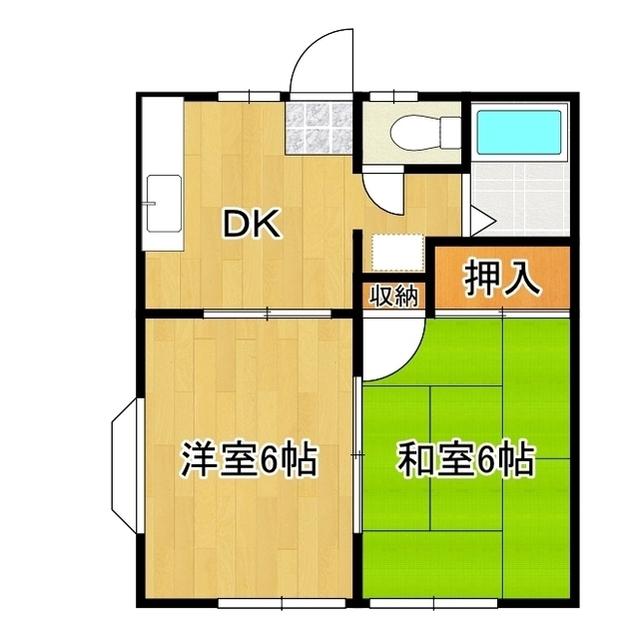 フラワーハイツアミ(2DK/1階)の間取り写真