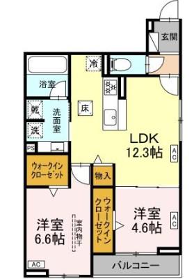 LUMORIA(2LDK/1階)の間取り写真