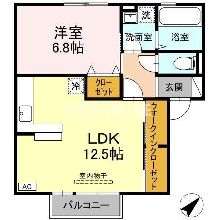 アイウィル(1LDK/2階)の間取り写真